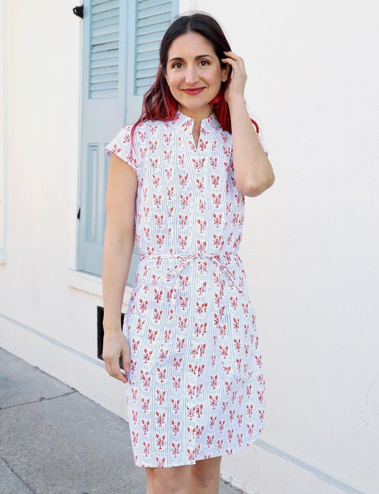 Striped Crawfish Organic Cotton Button Dress