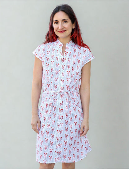 Striped Crawfish Organic Cotton Button Dress
