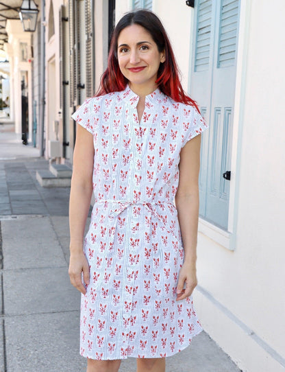 Striped Crawfish Organic Cotton Button Dress