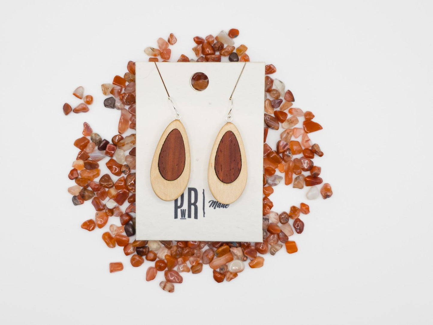 Teardrop Inlay Wooden Earrings | Maple and Paduk