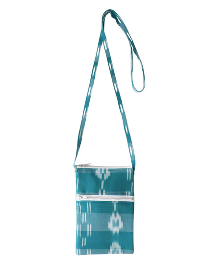 Teal Ikat Handwoven Cotton Fabric by the Yard