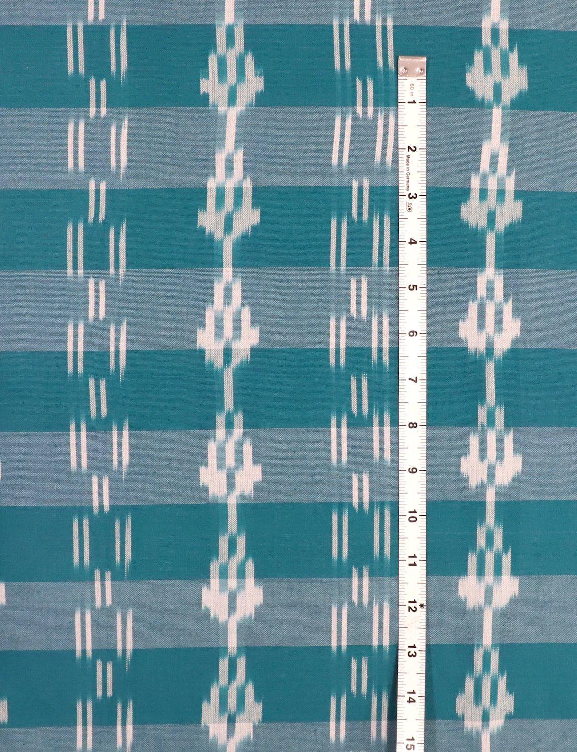 Teal Ikat Handwoven Cotton Fabric by the Yard