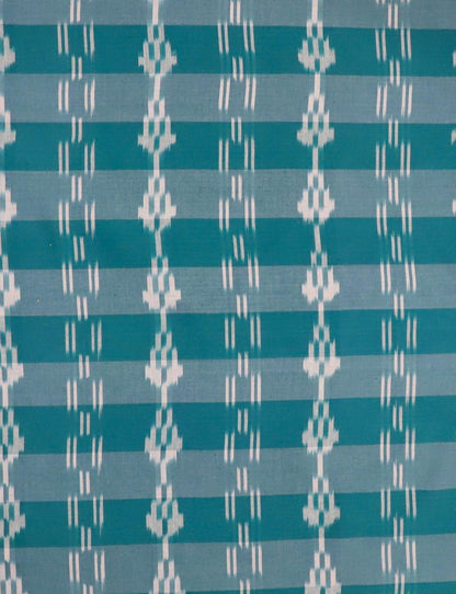 Teal Ikat Handwoven Cotton Fabric by the Yard