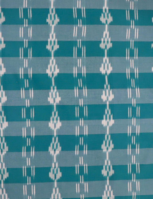 Teal Ikat Handwoven Cotton Fabric by the Yard