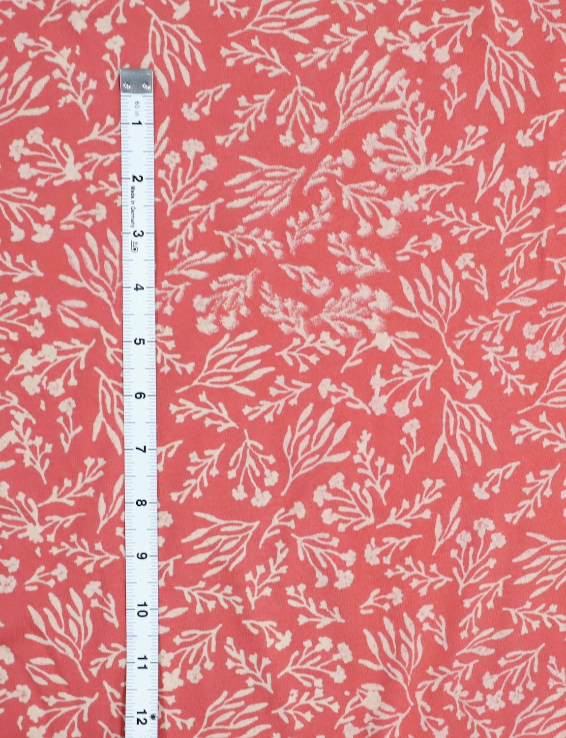 Terracotta Rose Botanical Block Printed Cotton Fabric by the Yard
