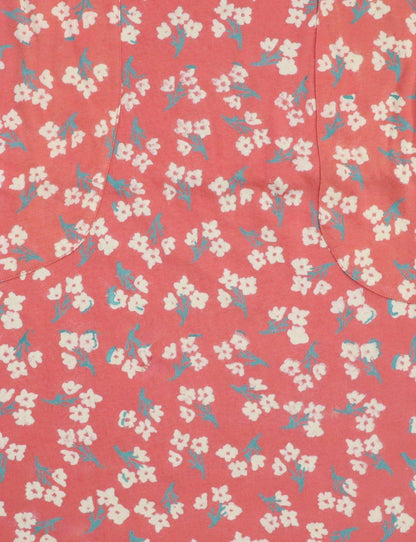 Terracotta Rose Small Floral Block Printed Cotton Fabric by the Yard