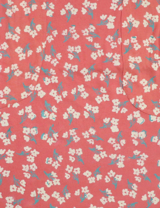 Terracotta Rose Small Floral Block Printed Cotton Fabric by the Yard