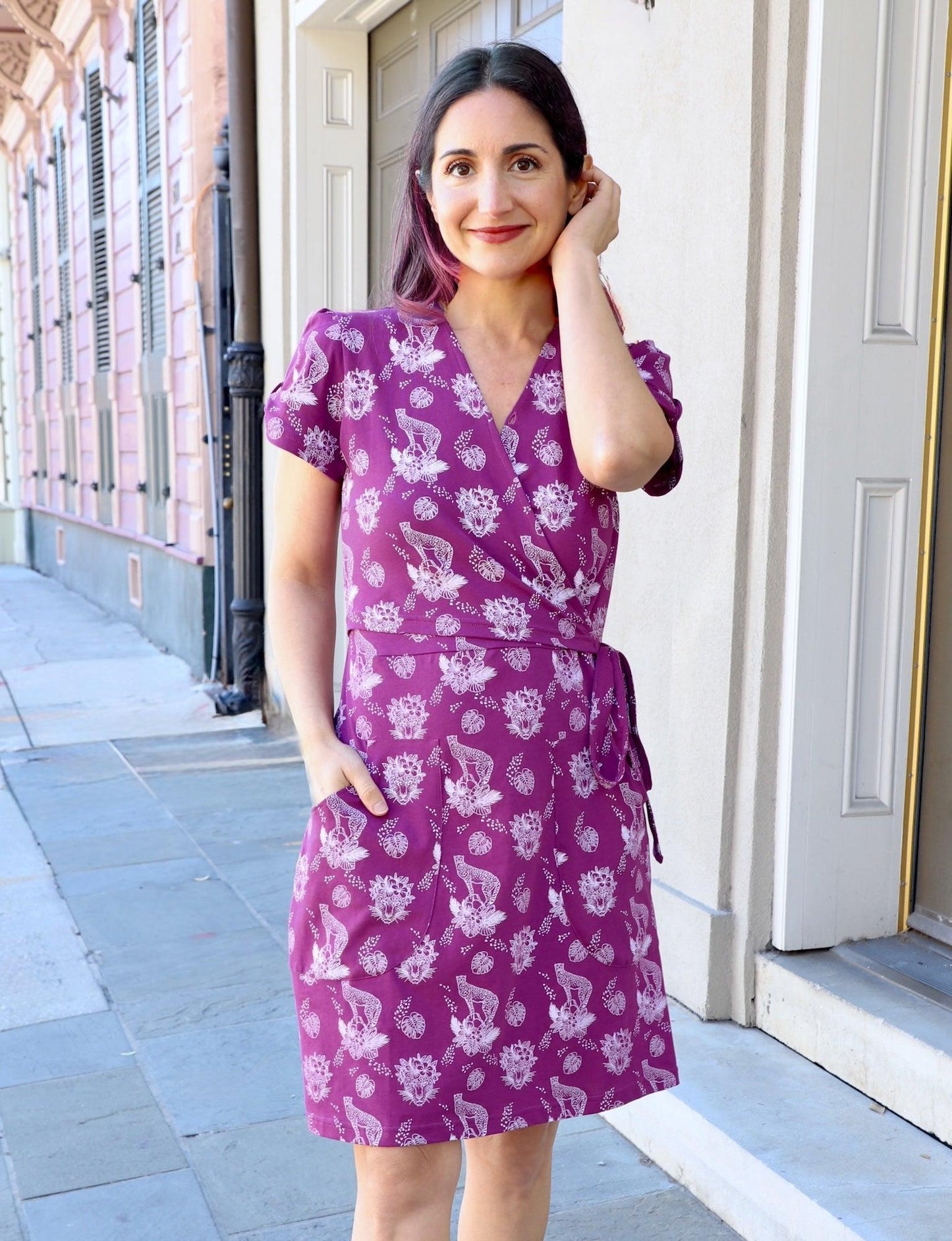 Tiger Bloom Organic Wrap Dress