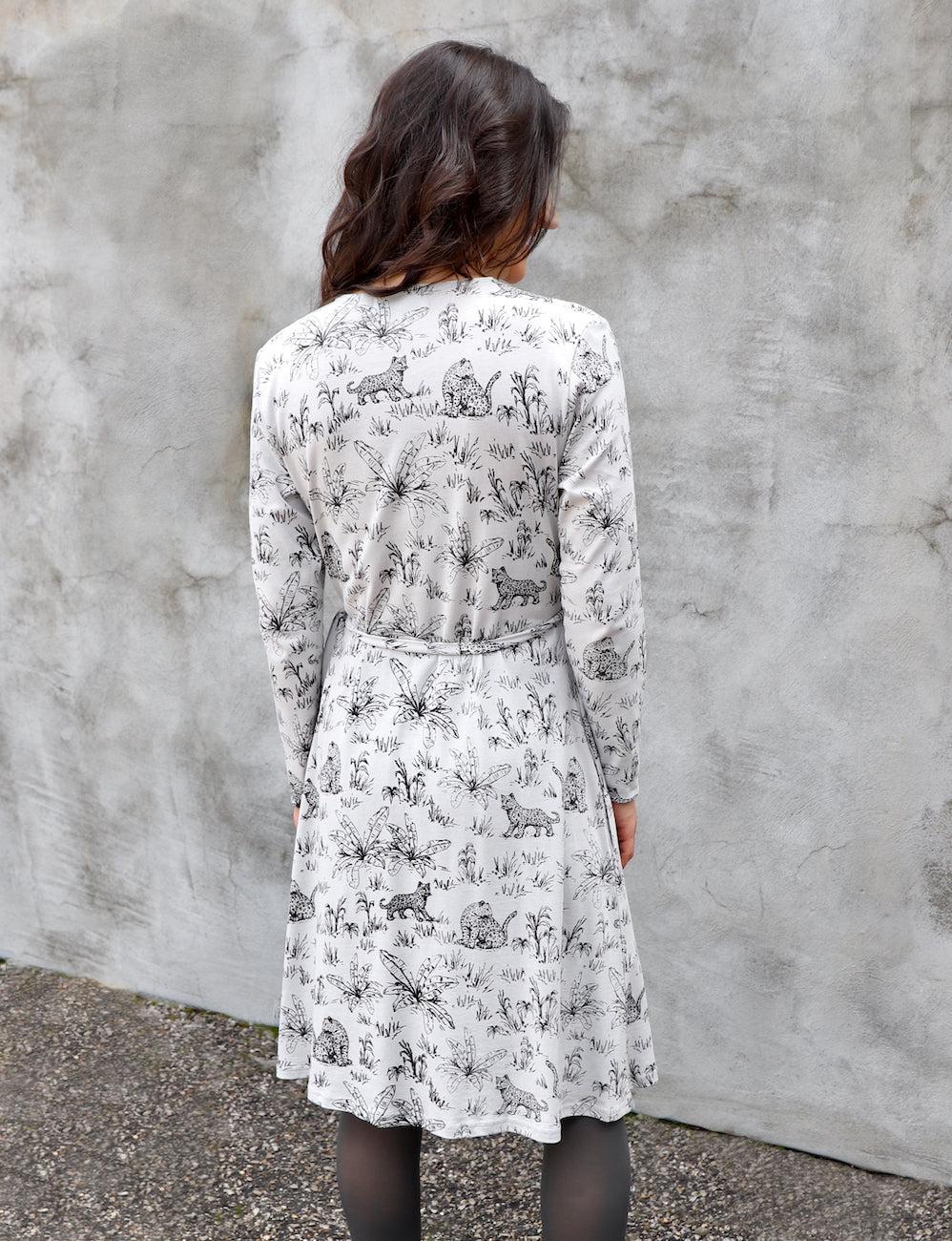 Tigress Glacier Grey Organic Wrap Dress