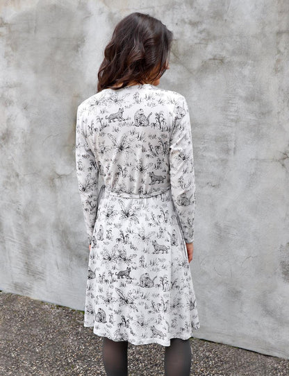 Tigress Glacier Grey Organic Wrap Dress