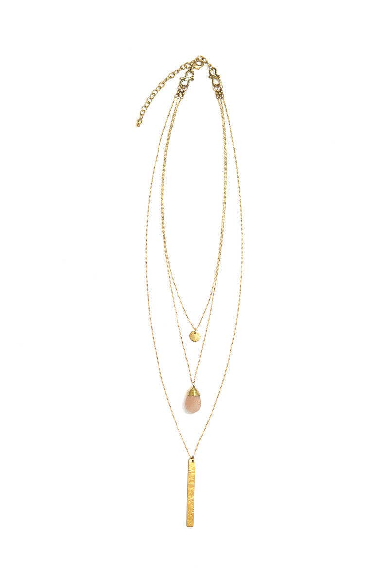 Triple Strand Convertible Brass Necklace