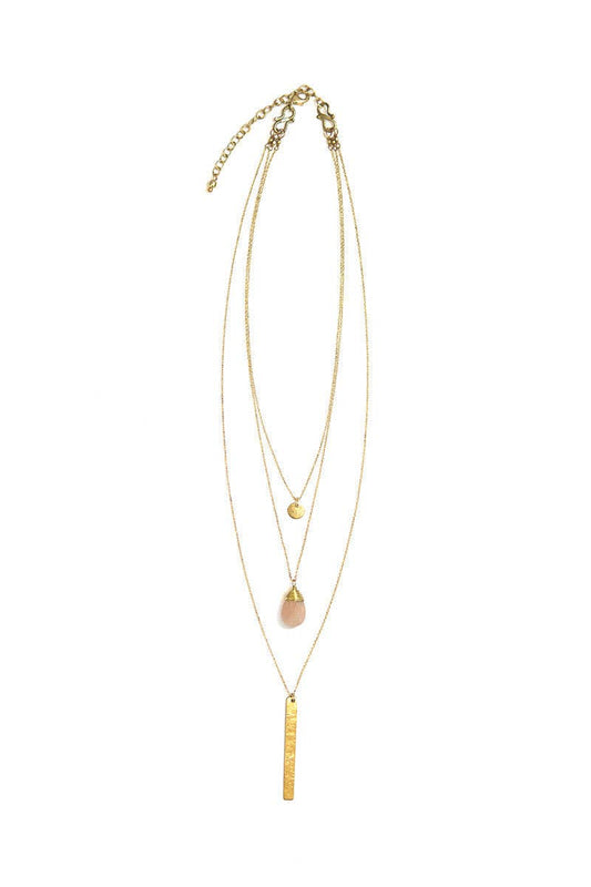 Triple Strand Convertible Brass Necklace