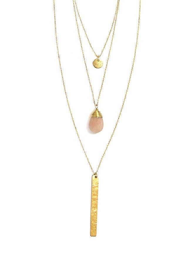 Triple Strand Convertible Brass Necklace
