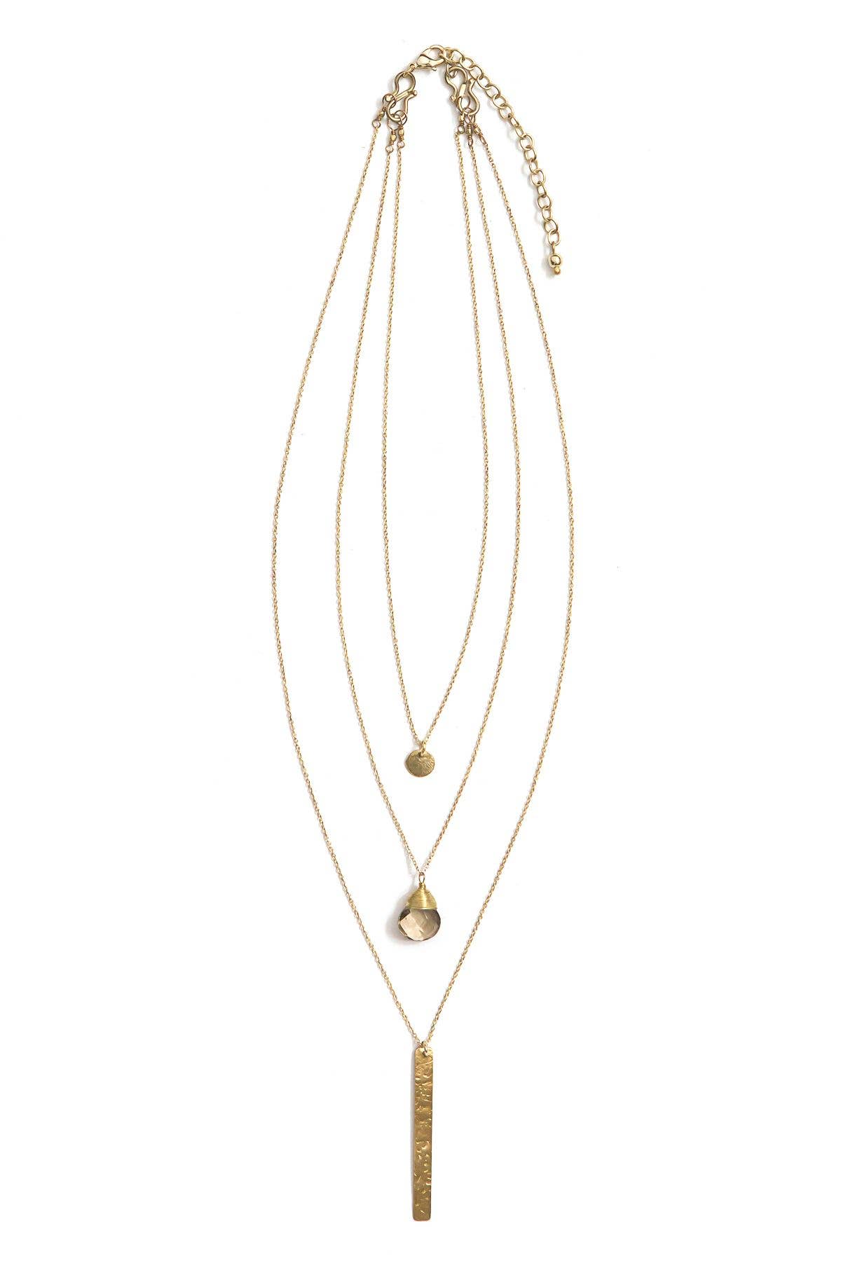 Triple Strand Convertible Brass Necklace