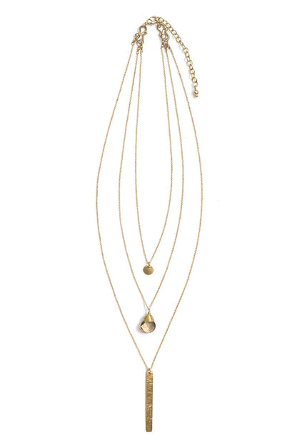 Triple Strand Convertible Brass Necklace