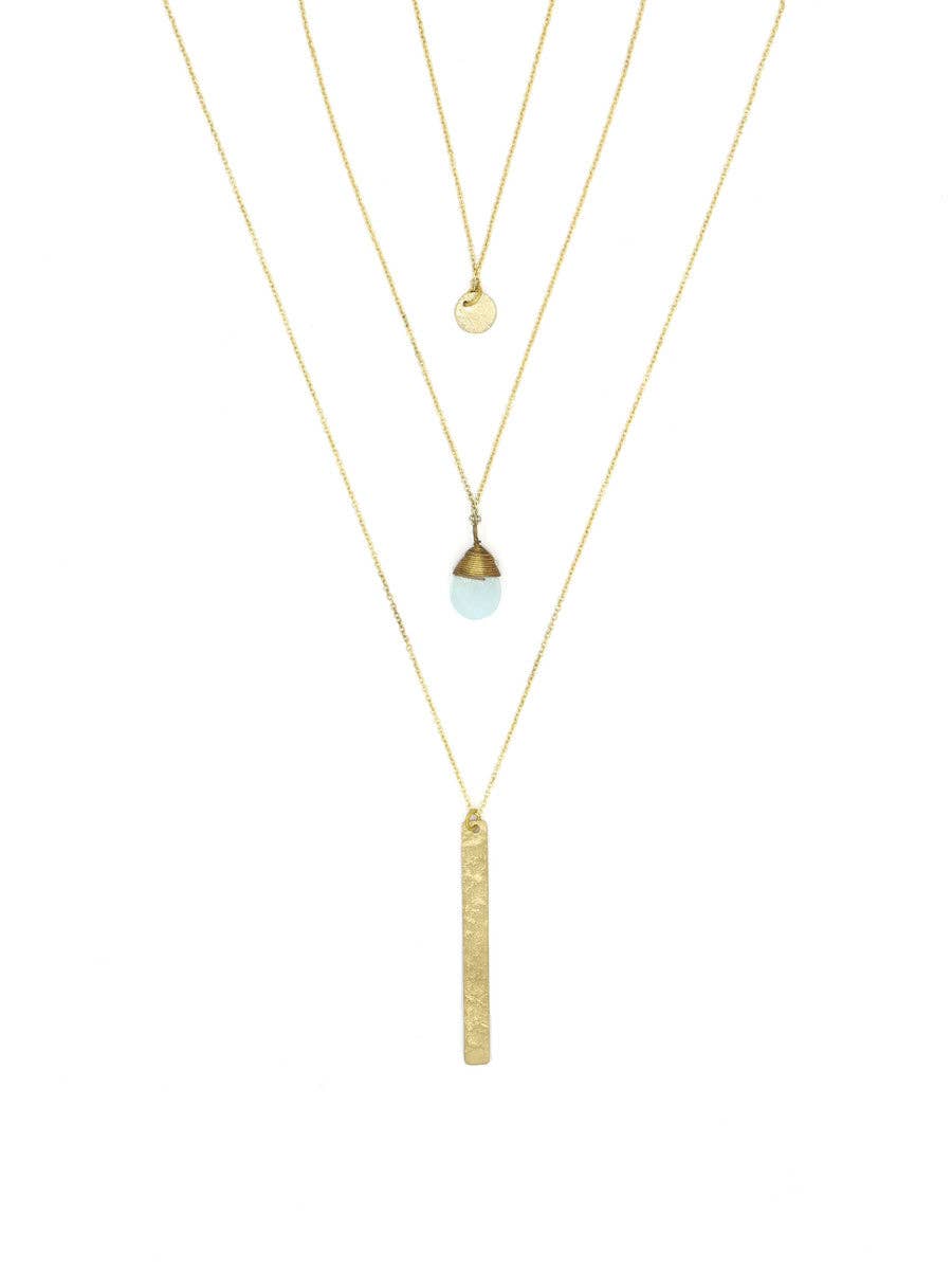 Triple Strand Convertible Brass Necklace