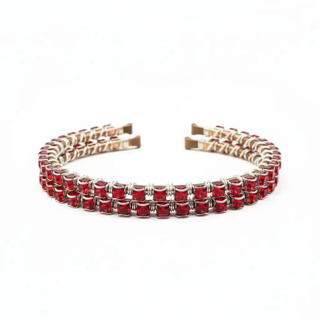 Wire Wrapped Red Crystal Tennis Bracelet Bangle
