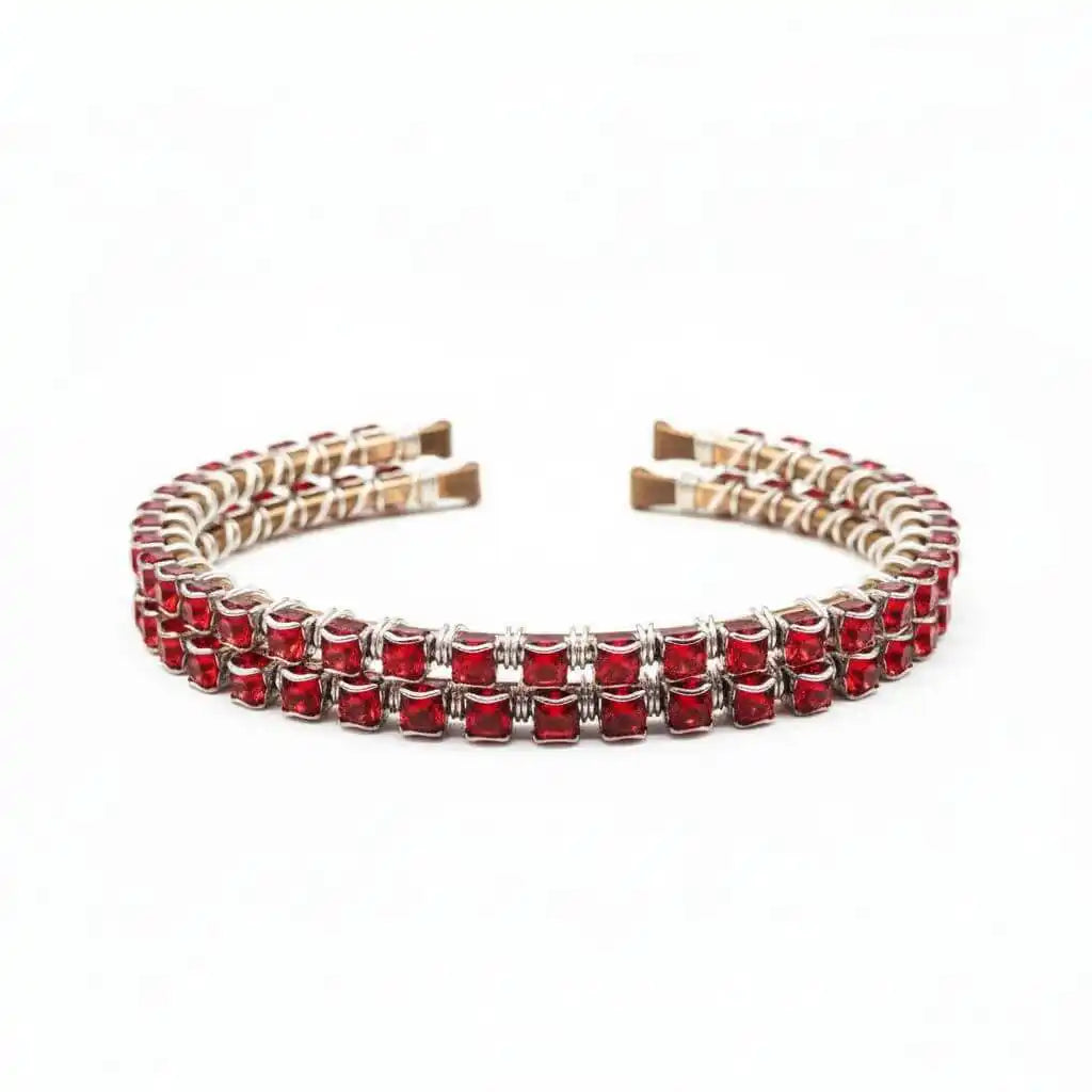 Wire Wrapped Red Crystal Tennis Bracelet Bangle