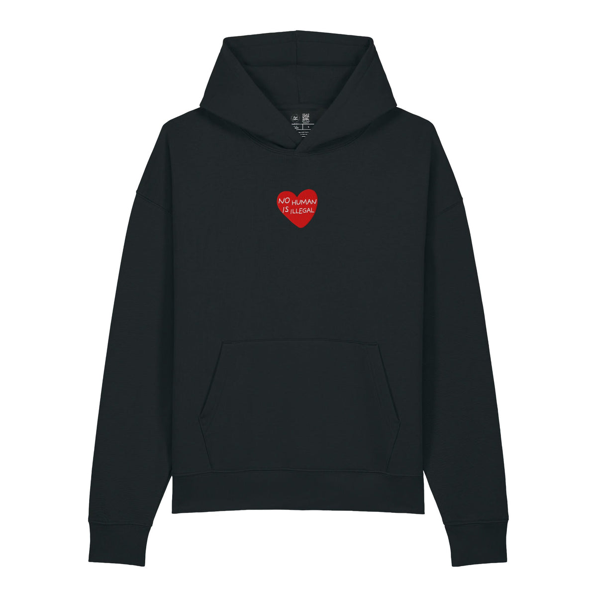 No Human Is Illegal Embroidered Organic Hoodie