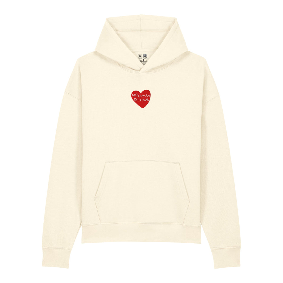 No Human Is Illegal Embroidered Organic Hoodie