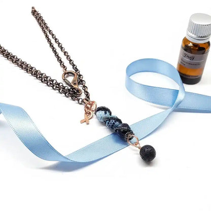 Child Abuse Awareness Agate Necklace With Lava Rock Bead