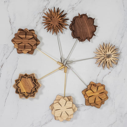 Wooden Brooch | Layered Lotus